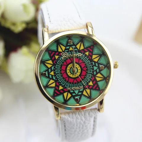 

2021 Fashion NEW Ethnic Watch Women Aztec Sun Stars PU Leather woman wristwatch casual dress accessories Geneva Style