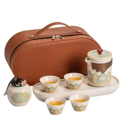 Chinese Travel Tea Set, Kung Fu Teapot Set, Portable Bag, Outdoor, Hotel, Business