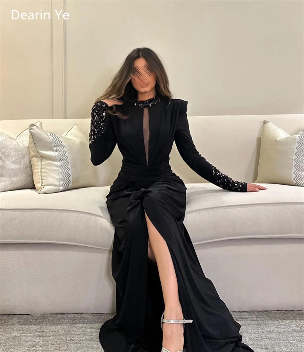 Customized Formal Gown Prom Dearin Jewel Column Floor Length Skirts Vertically Bespoke Occasion Dresses Saudi Arabia Evening Dre