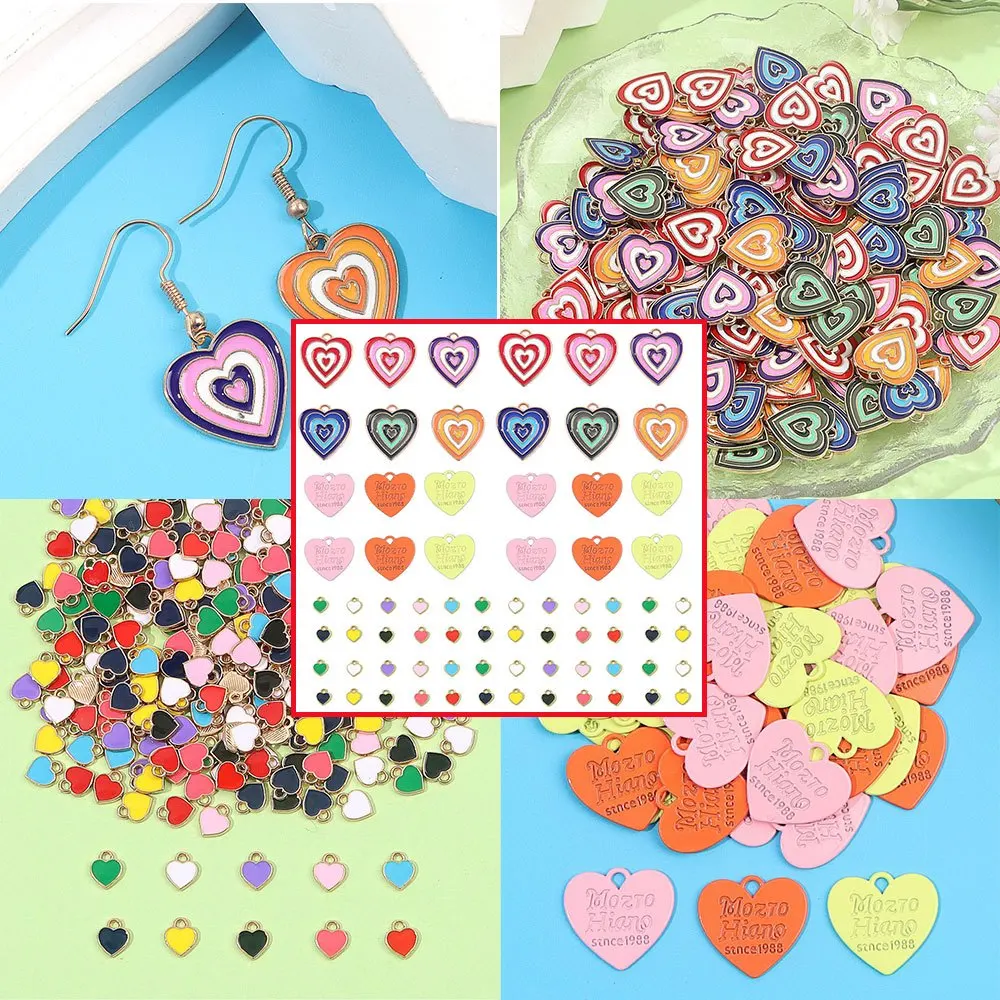 2/7/14/32/62pcs Multi-color Oil Drop Heart-shaped Pendant Used for DIY Accessories ChristmasThanksgiving Halloween Accessories