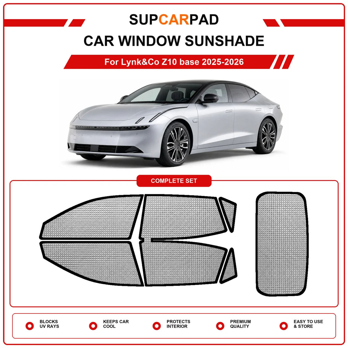 For Lynk&Co Z10 base 2025-2026 Pre‑Cut Auto Window Sunshade Anti‑UV Car Sun Visor Protector