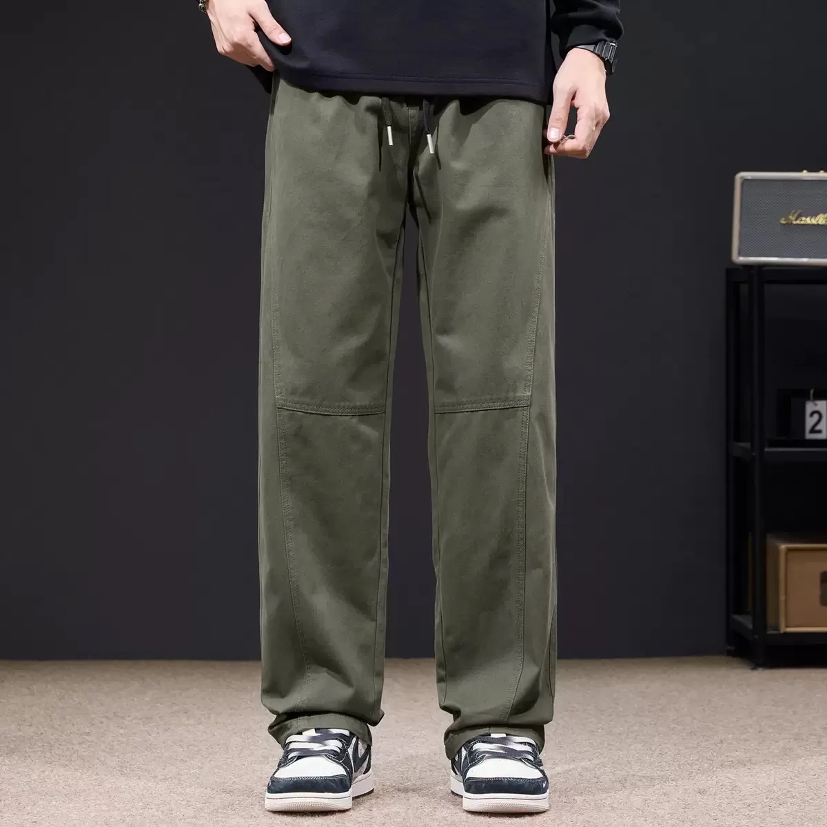 Autumn and Spring New Style Trendy American Vintage Pure Cotton Straight Leg Pants Men's Casual Loose Sports High-grade Pants