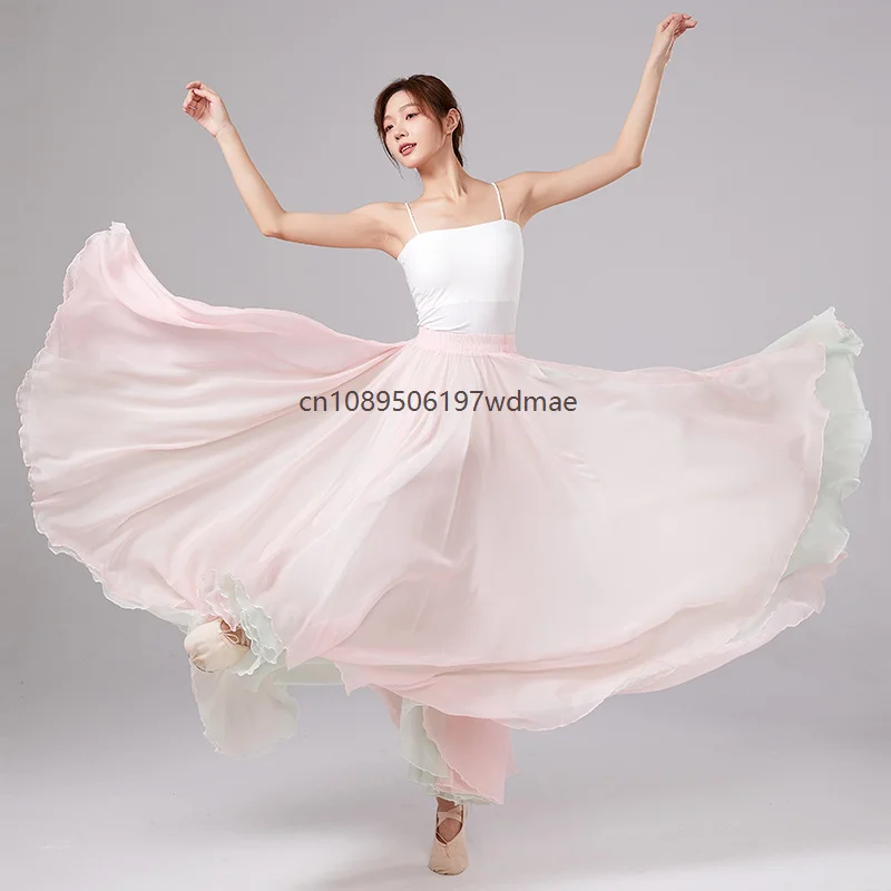 Picture 3: 900 Degree Double-sided Color Classical Dance Skirt Women's Flamenco Long Skirt Large Swing Skirt Dancer Performance Wear