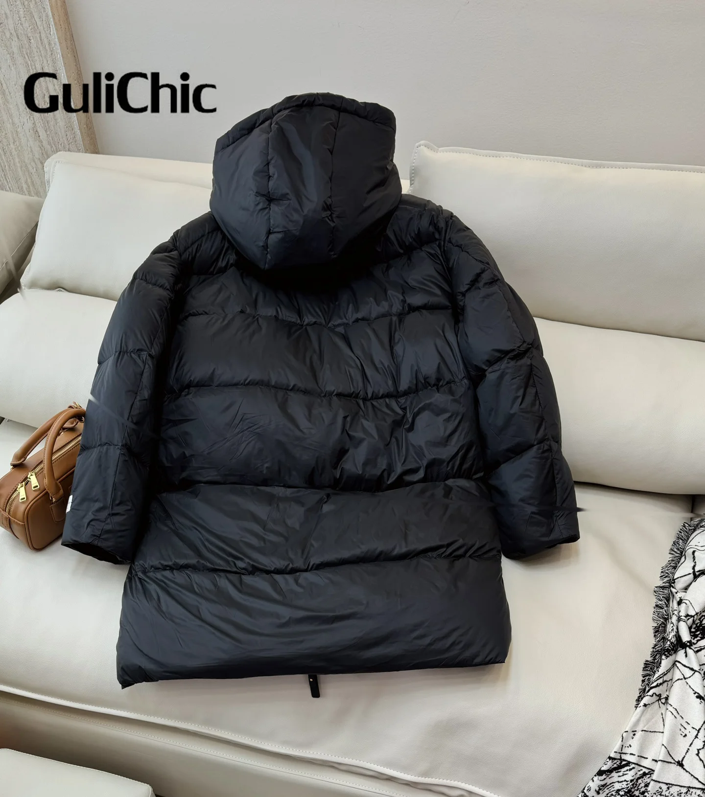 GuliChic-Chaqueta larga de manga larga con capucha para mujer, abrigo grueso con cremallera para mantener el calor, a la moda, 9,11