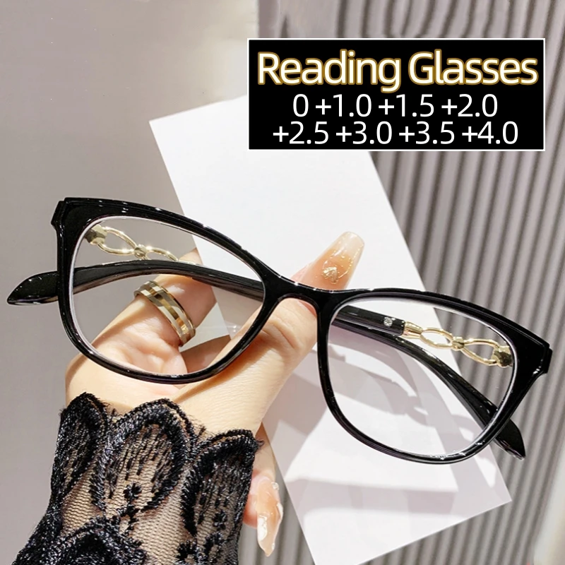 

Fashion Retro Women Reading Glasses Vintage Cat Eye Frame Eyeglasses Anti-blue Light Far-sighted Eyewear with Plus Degrees +1.0