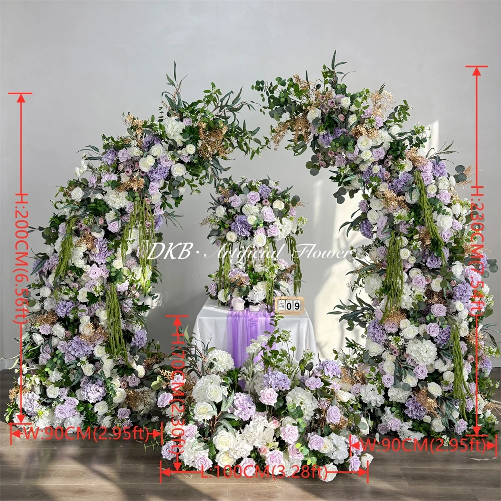 Wedding Centerpiece Backdrop Artificial Silk Rose Flower Arch Arrangements Realistic Decoration