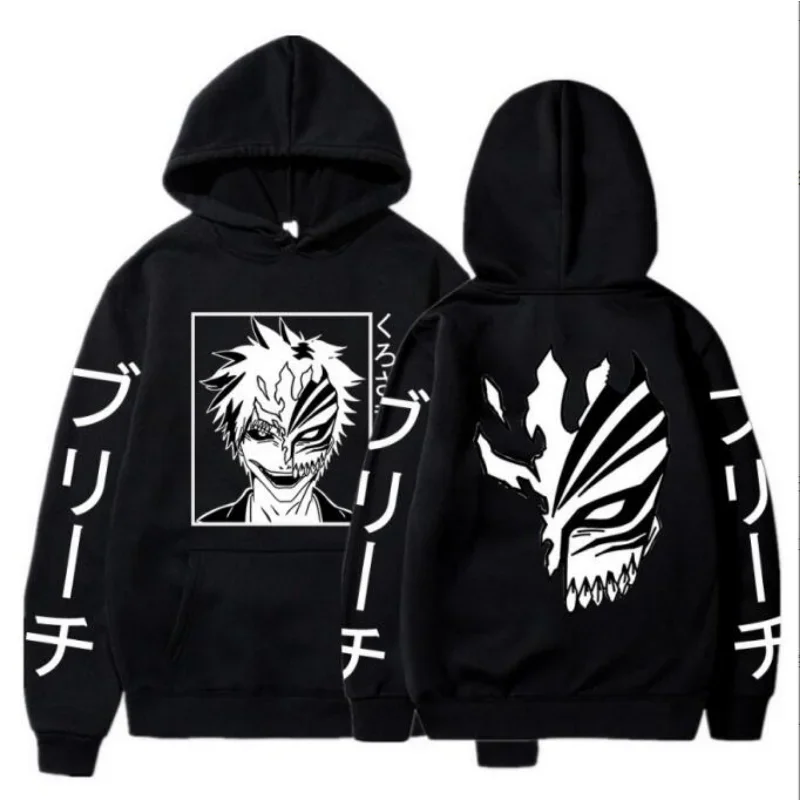Bleach Anime Zaraki Kenpachi Print Hooded Prevalent Hoodies Autumn Fleece Casual Loose Streetwear Harajuku Unisex Sweatshirt
