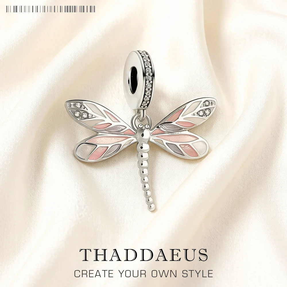 

Colourful Dragonfly Original 925 Sterling Silver Dangle Charm Pendant Women Fine Jewelry