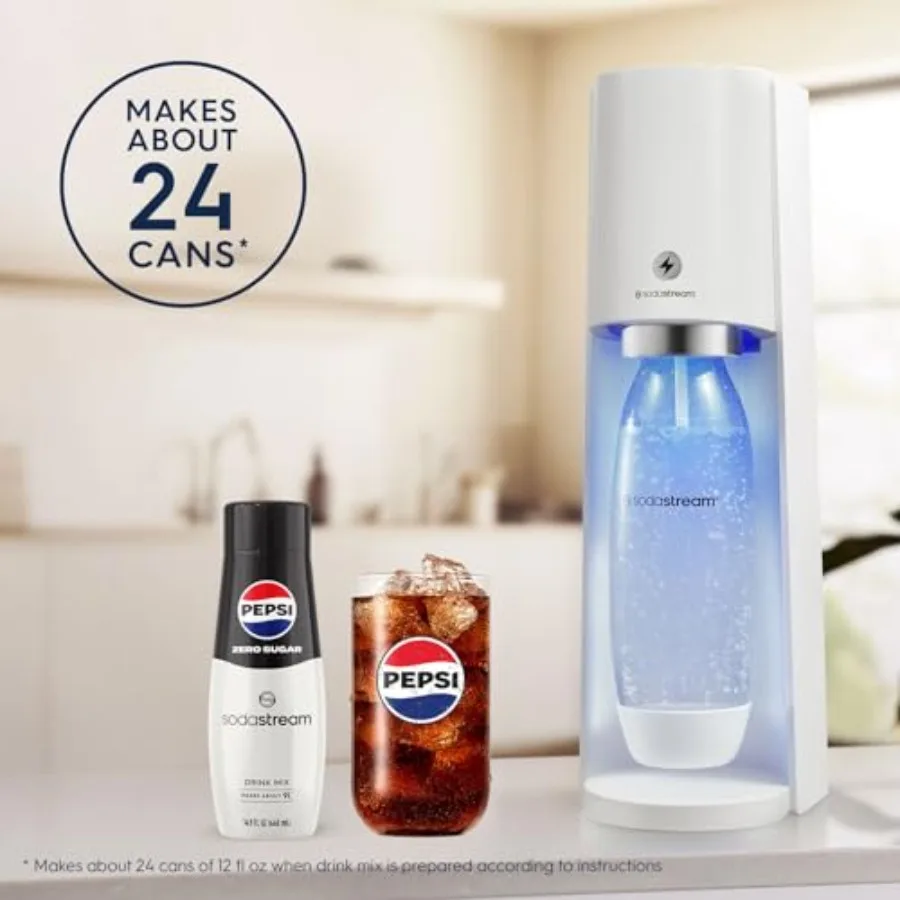 SodaStream - مجموعة أدوات صانع الصودا E-TERRA المكونة من 3 مستويات كربونات أوتوماتيكية تتضمن 1x أسطوانة ثاني أكسيد الكربون 1 × 32 أونصة سائلة آمنة للاستخدام في غسالة الأطباق #4