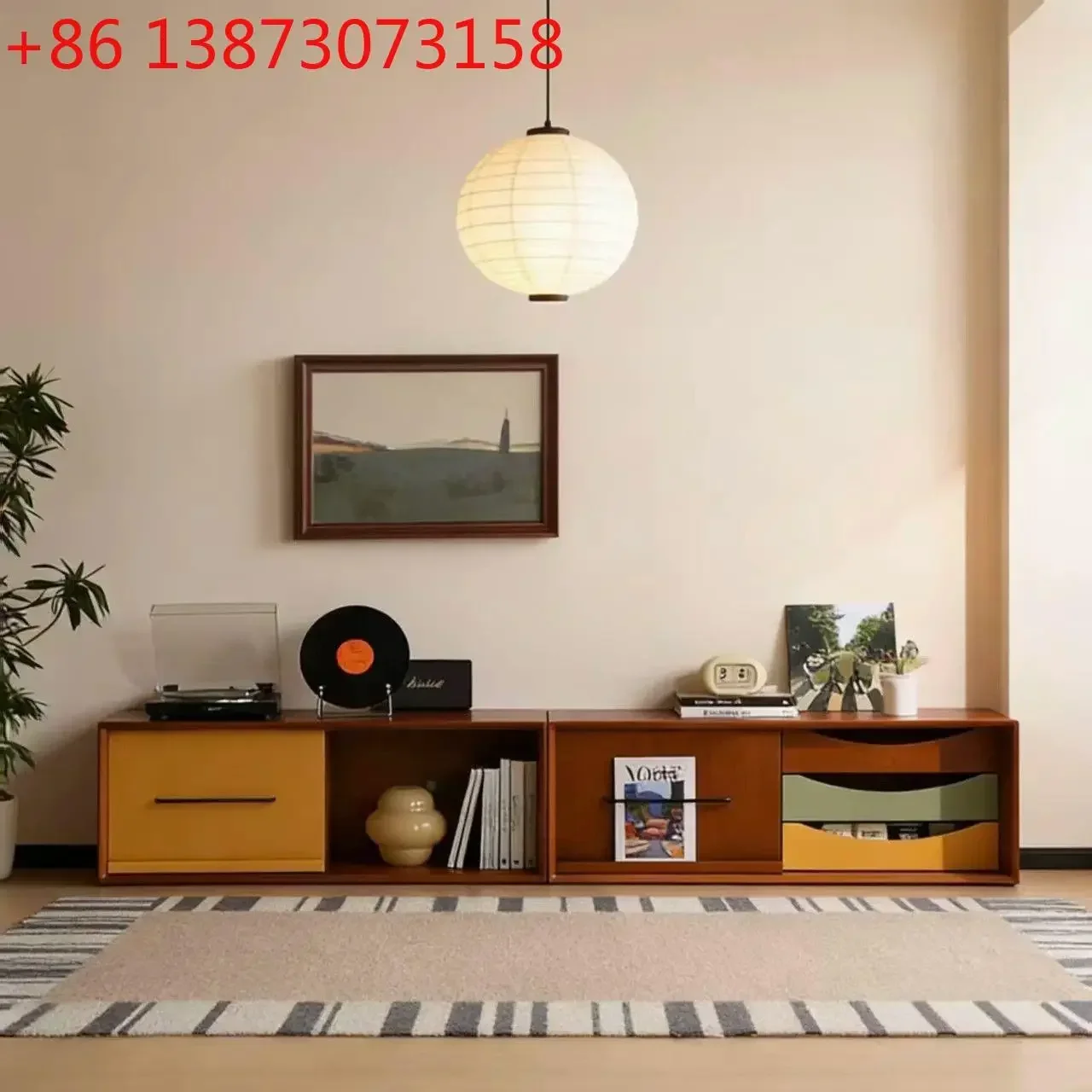 Medieval solid wood Bauhaus storage retro living room floor-to-ceiling large-capacity locker