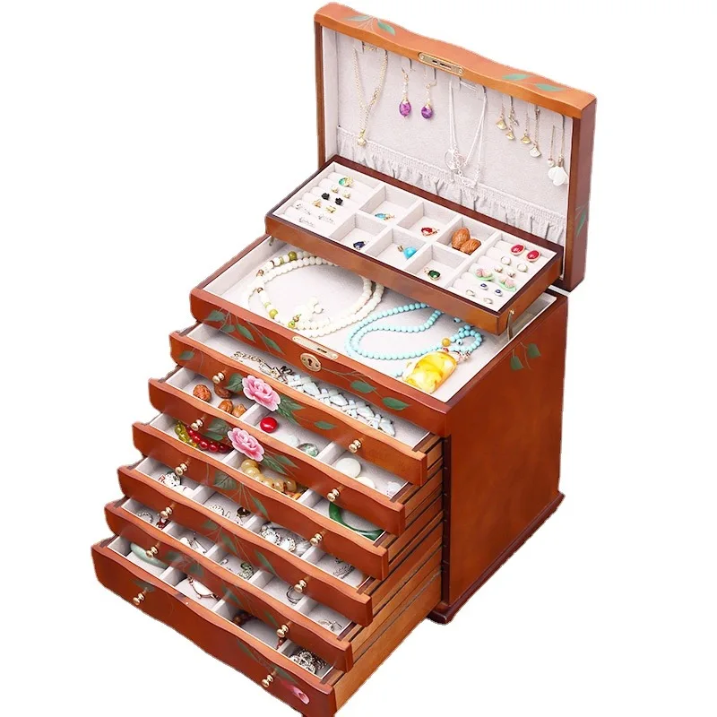 Big Size Jewelry Box Drawer Ring Necklace Earrings Jewelry Boxes Organizer Bracelet Display Stand Trinkets Separator Storage