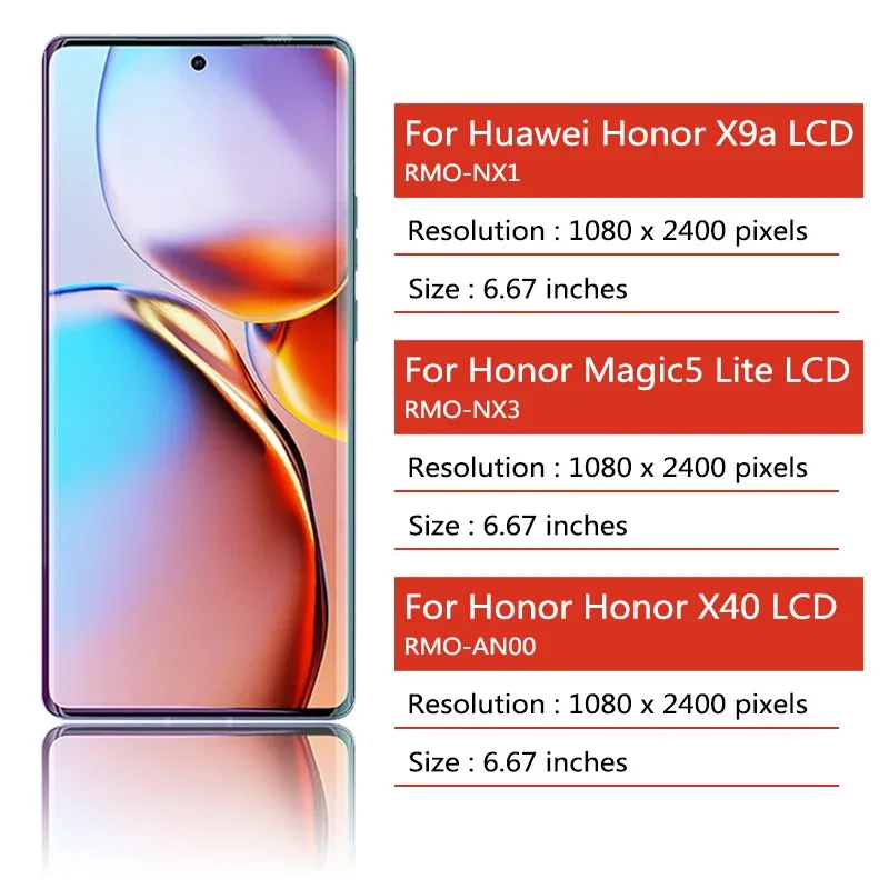 【DIY-With Frame】Super Amoled for Huawei Honor X9A / X40 / Magic 5 lite LCD Display Replacement Original Oled material