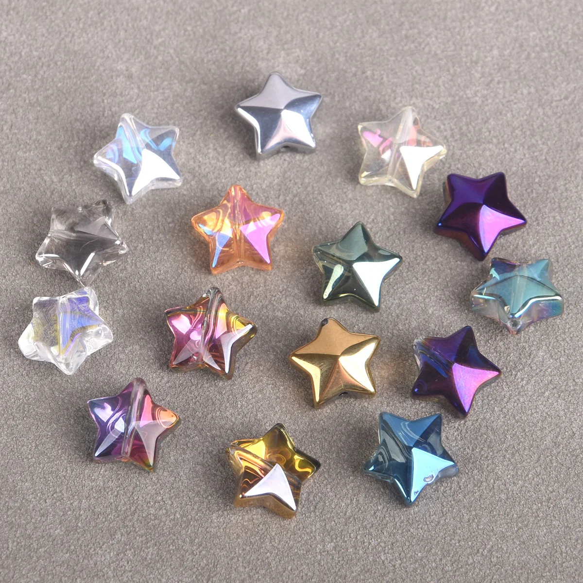 10pcs Shiny Glossy Star 13mm Colorful Crystal Glass Loose Crafts Beads For Jewelry Making DIY Bracelet Earring Findings