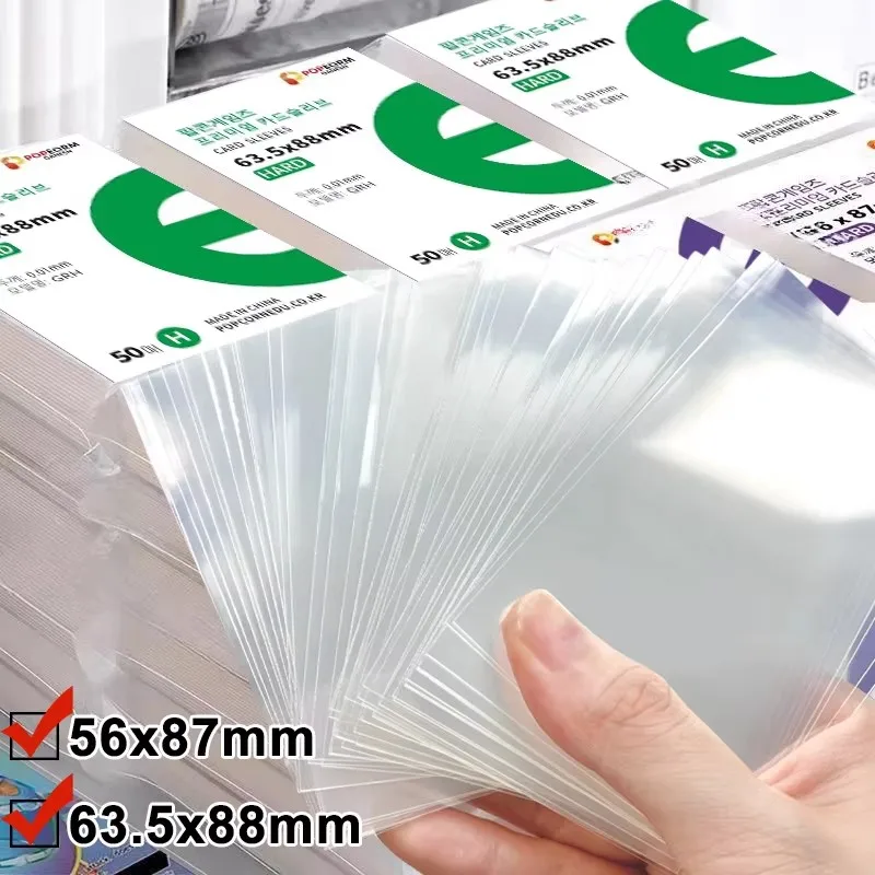 500-50PCS Premium Clear Plastic Card Sleeves Sturdy Transparent Card Holder Korea Kpop Idol Photcard Holographic Protector Film