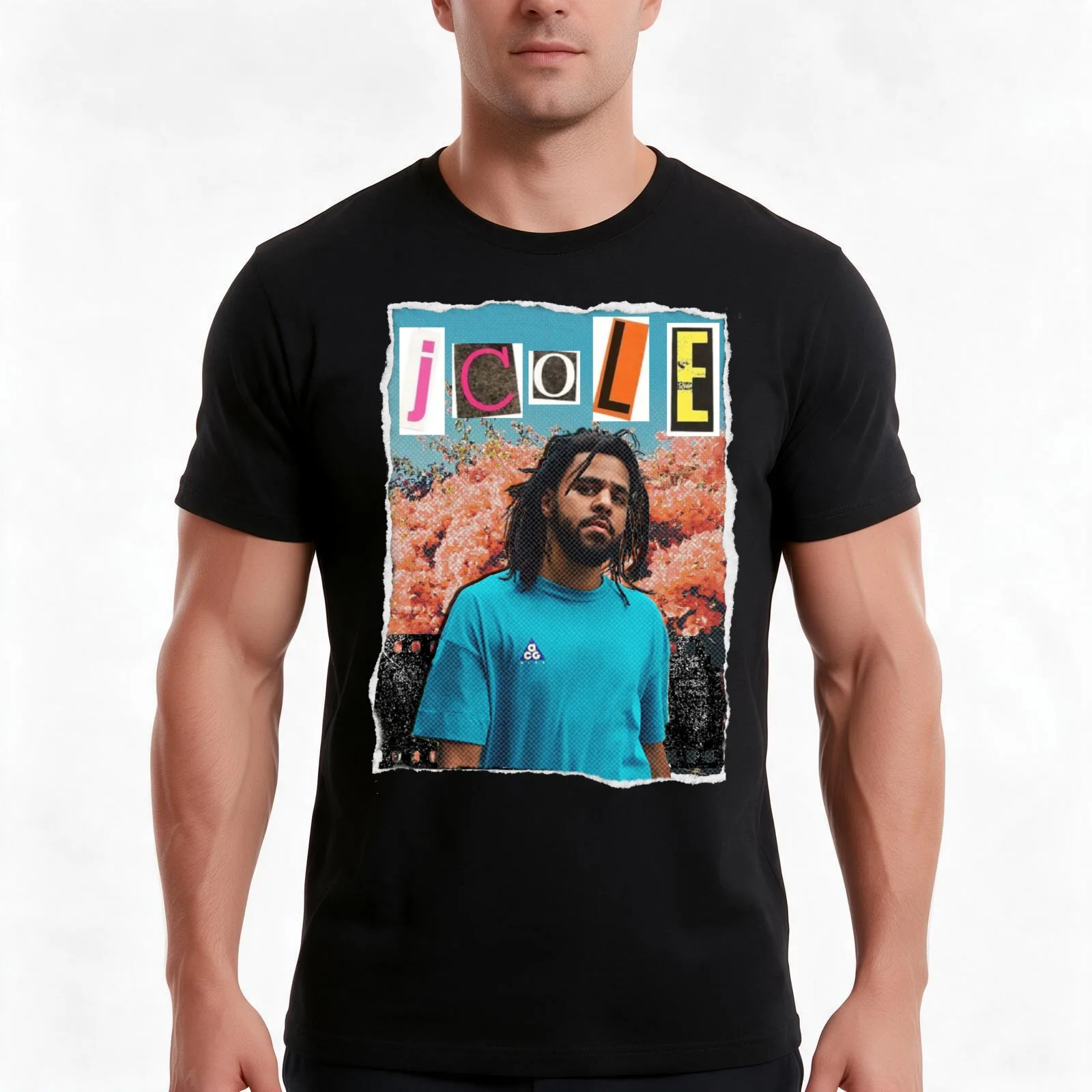 J. Cole Scrapbook Effect Men T Shirt man graphic t shirt