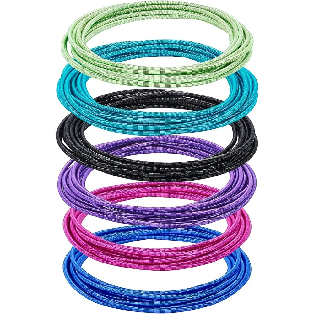 60Pcs 6 Colors Guitar String Bracelets 2mm Metal Stackable Stretch Bracelets for Coil Jewelry Spiral Bracelet 10pcs/Color