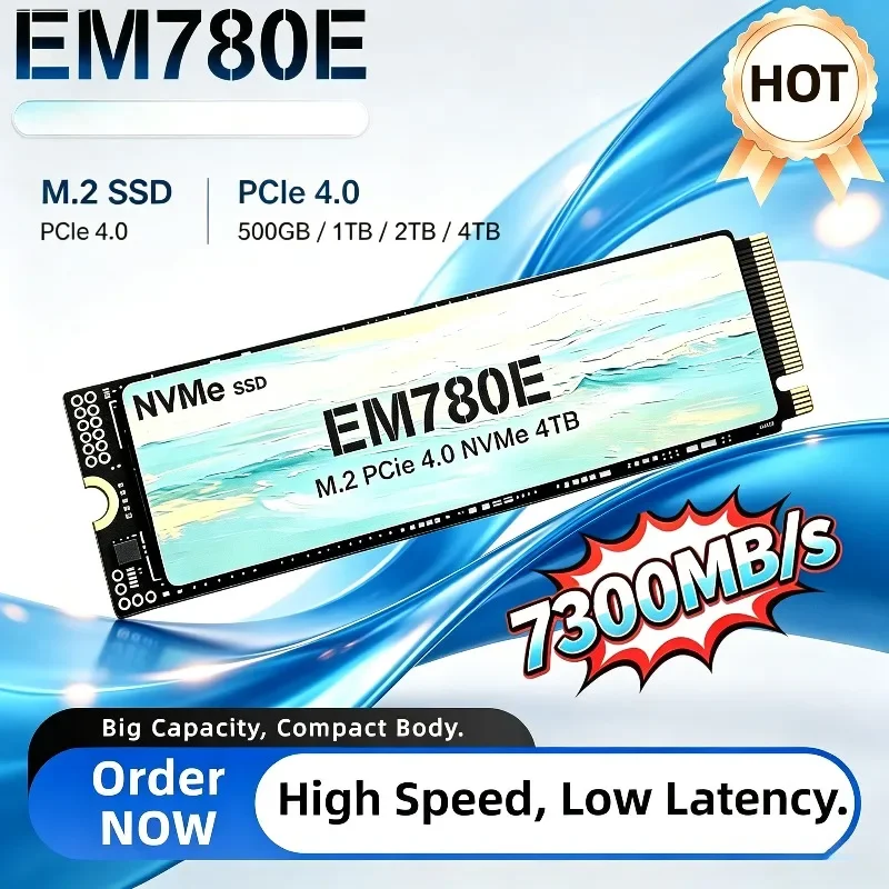 NEW EM780E M.2 SSD Hard Disk 1TB 2TB 7300MB/s NVMe M2 SSD 500GB PCIe 4.0 Internal Solid State Drive, For PC Desktop Laptop.