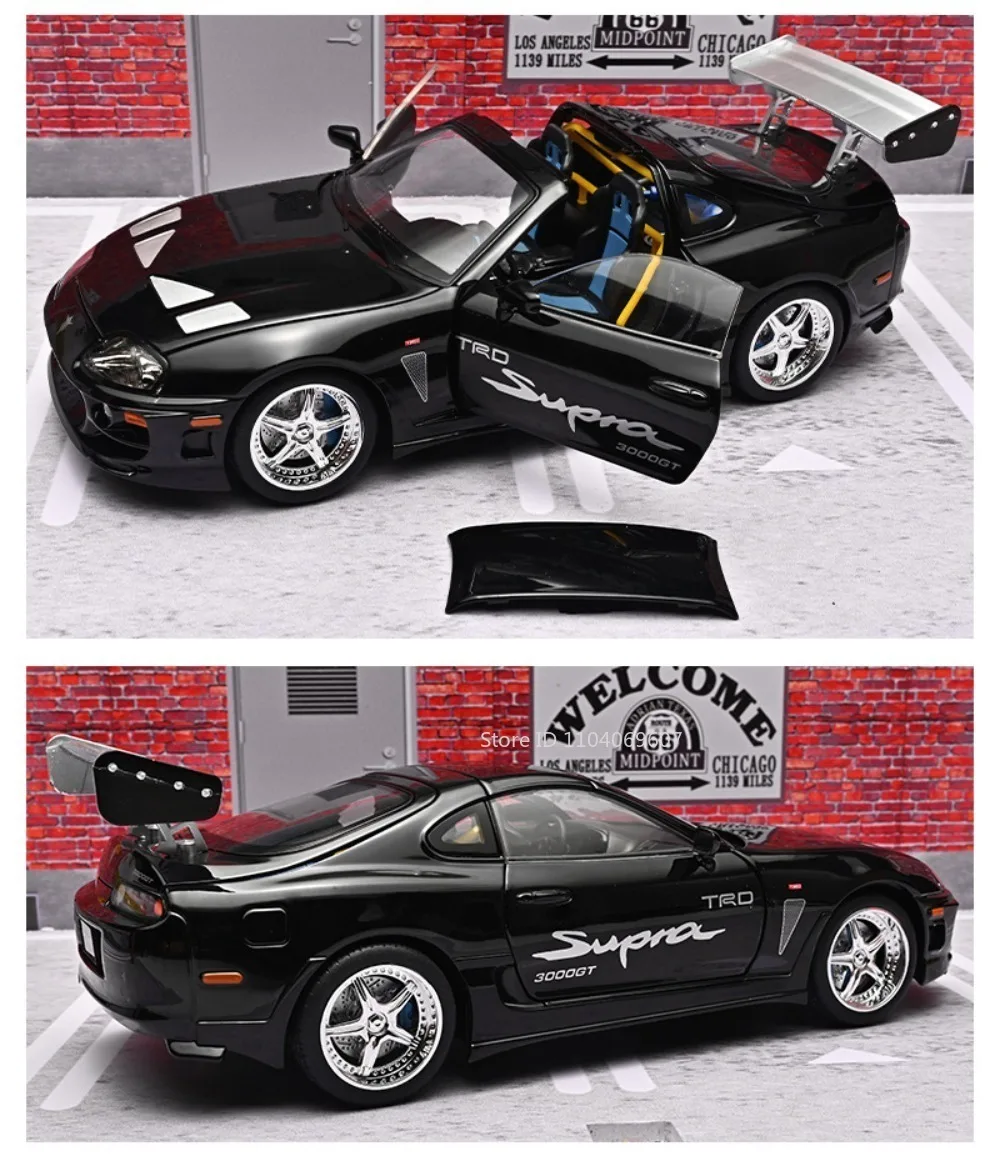 1:24 Scale Supra A80 911 GT3RS Supercar Model Toy Alloy Diecast Shock Absorption Doors Opened Sound Light Collection Sports Cars