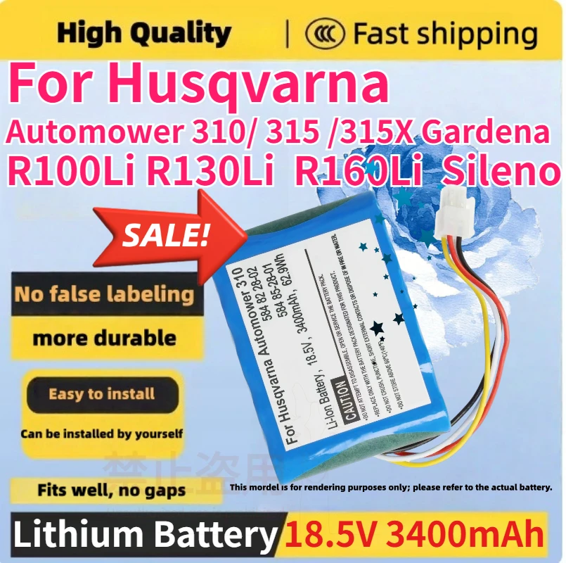 

18.5V 3400mAh Rechargeable Lithium Battery for Husqvarna Automower 310/ 315 /315X Gardena R100Li R130Li R160Li Sileno