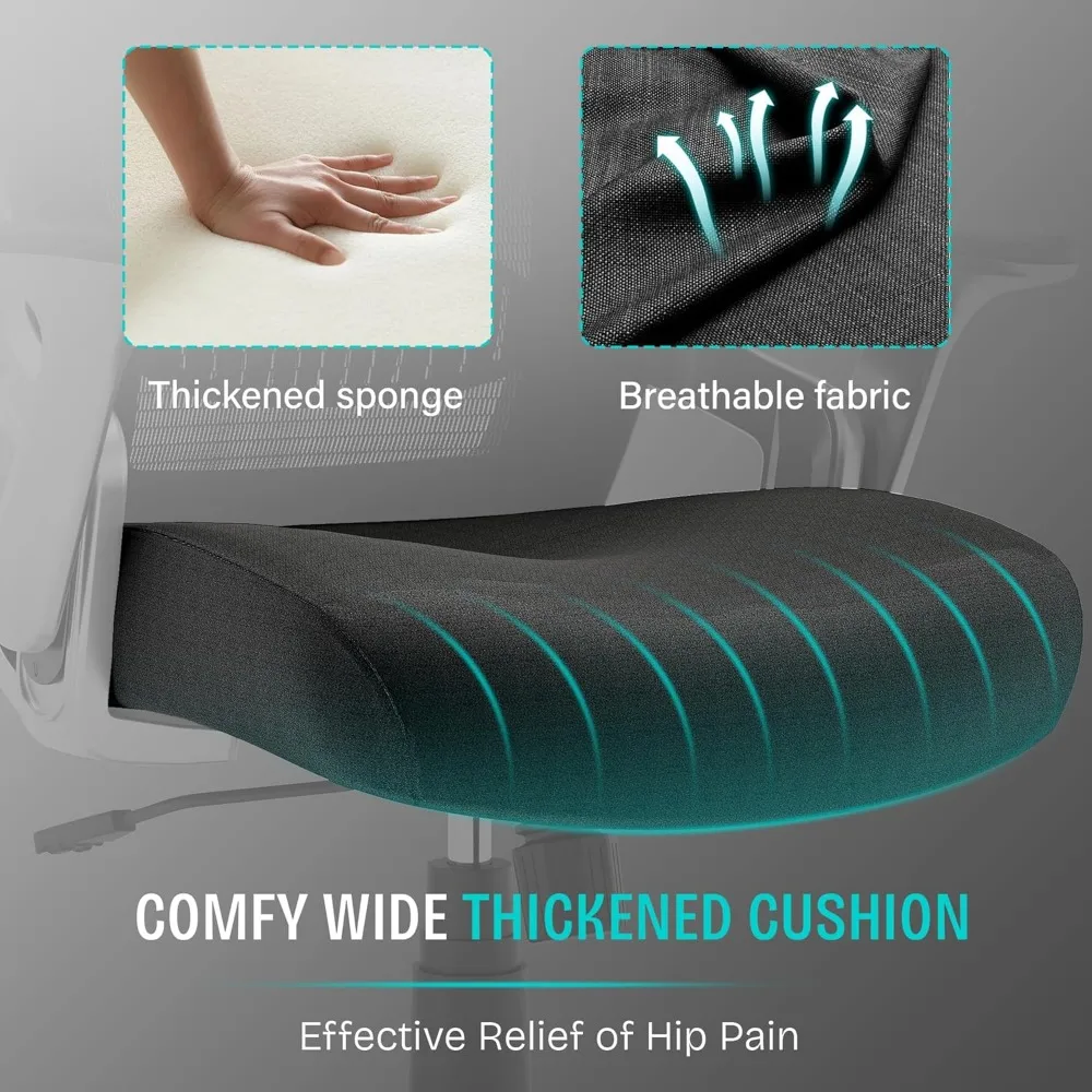 كرسي مكتب SUNNOW، كرسي مكتب كمبيوتر مريح، كرسي مهام تنفيذي قوي - دعم قطني قابل للتعديل، أذرع قابلة للطي، إمالة #6