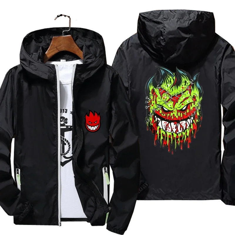 Ripper Spitfire Zombie Wheels Men Windbreaker Zipper Sunscreen Skin Thin Jacket Hooded Outdoor Sports Reflective Jackets Unisex