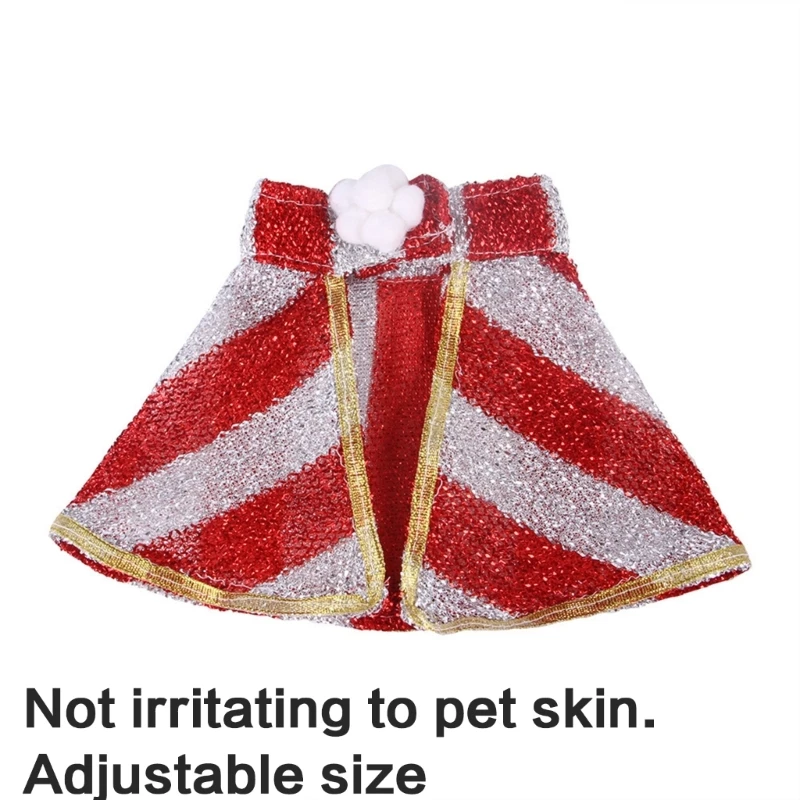 Christmas Dog Costume Suit Santa Hat Striped Cloak Party Gathering Pet Outfit Dropship image 2