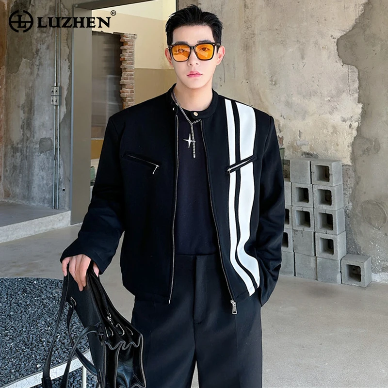 

LUZHEN 2024 Autumn New Trendy Color Contrast Splicing Design Casual Jacket Men's Fashion Original Short Mature Outerwear LZ1115