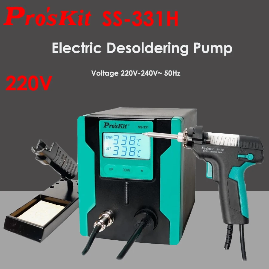 

Pro'sKit SS-331 Электрический пистолет для распайки, антистатический, высокая мощность, сильное всасывание SS-331H SS-331E, насос для распайки, пистолет для ремонта печатных плат