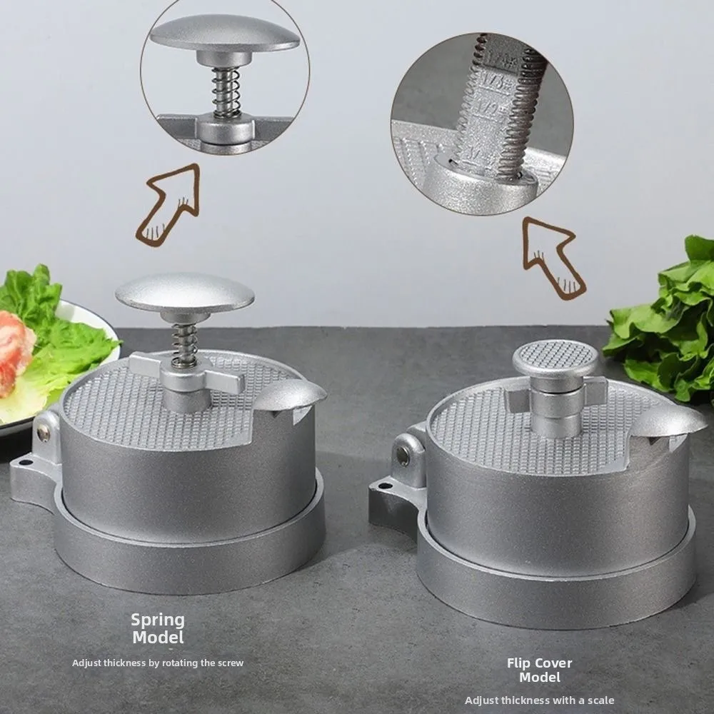 Adjustable Thickness Hamburger Patty Maker Aluminum Alloy Material Non-stick Surface Manual Burger Press Easy To Clean view 3