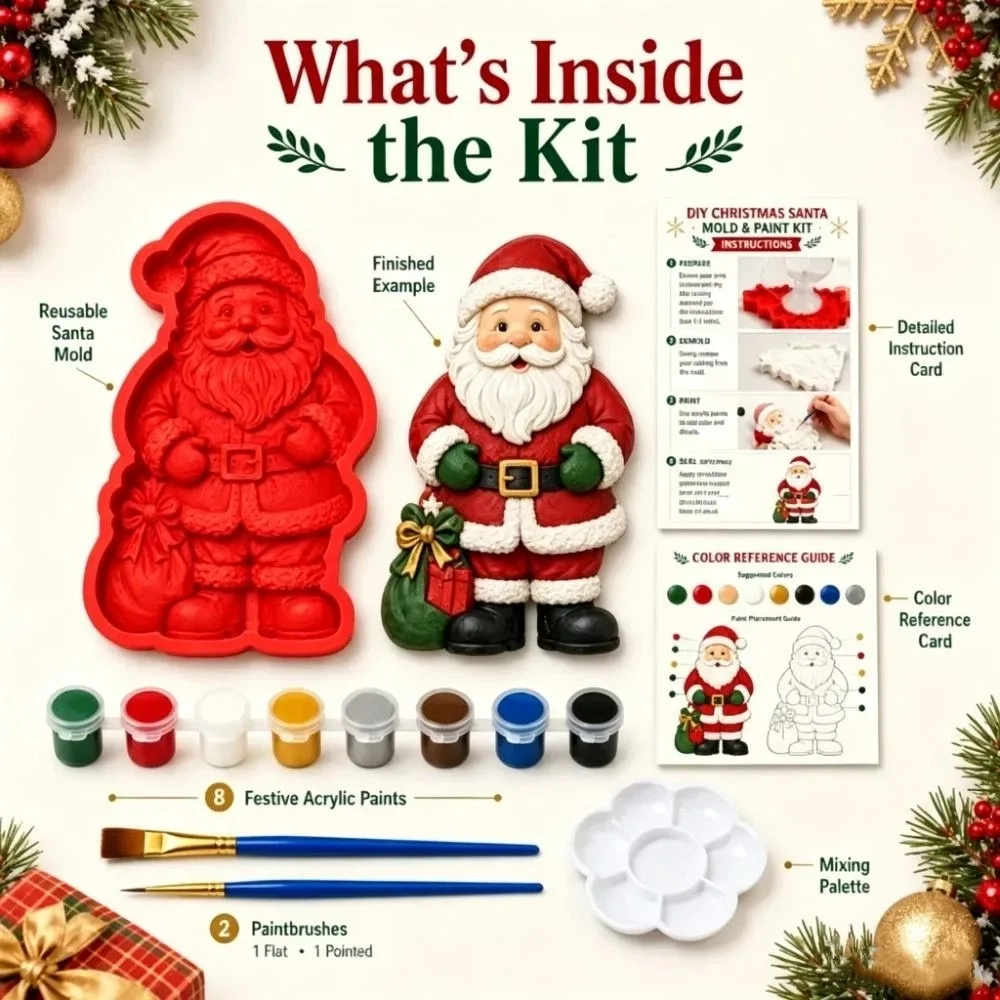 Gypsum Casting Christmas Mold Christmas Craft Kit Pigment Set Plaster Casting Mold Handmade Craft Coloring Craft Set