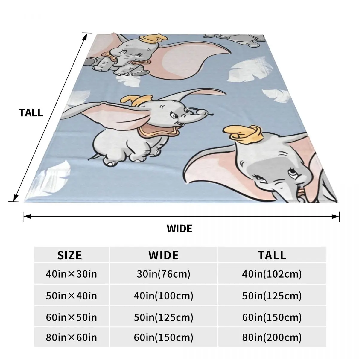 MINISO Dumbo น่ารักการ์ตูน WARM Soft ผ้าห่มเด็กผู้ใหญ่ Plush โยนผ้าห่มความงามโซฟาเก้าอี้ Flannel ผ้าคลุมเตียงโซฟาเตียง