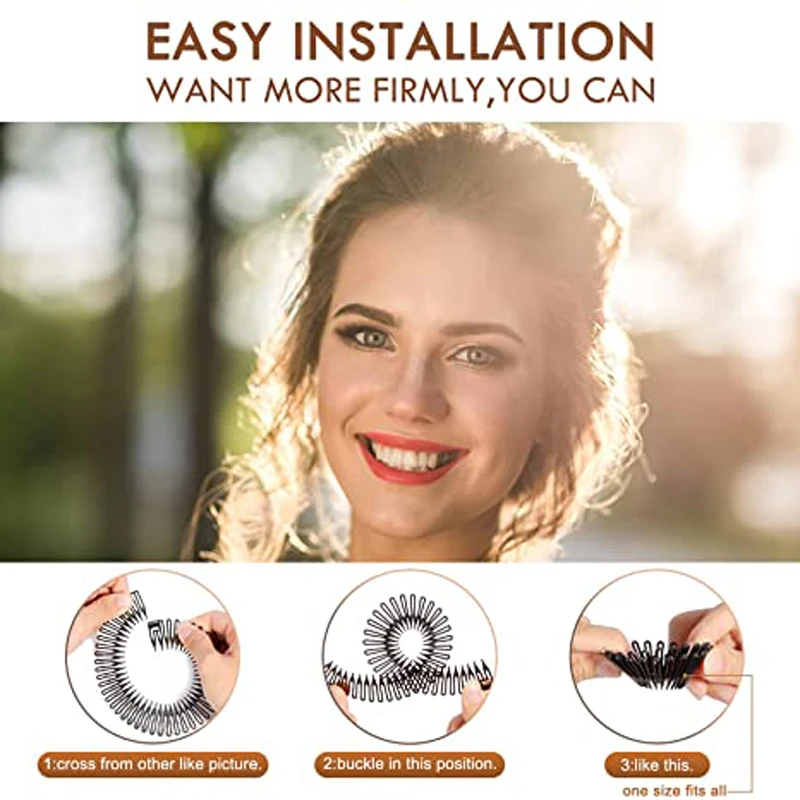 15 Stück volle runde Stretch kamm Stirnbänder flexible Kunststoff Kreis Haar wickel Haarband halter – Detail 8