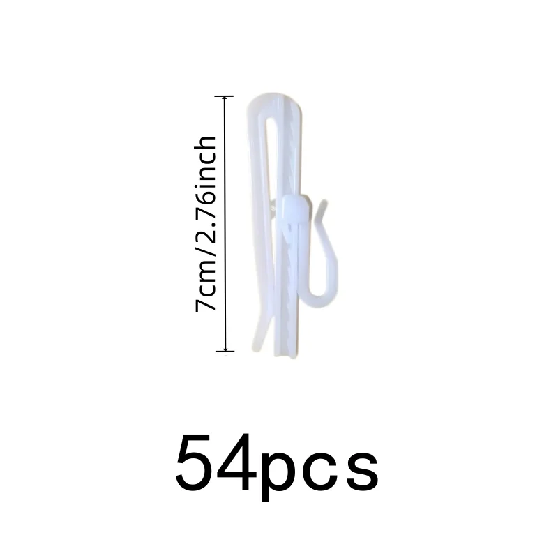 54 pcs 7cm Raise Lower Curtain Clips, No Drilling Required, Blinds Installation Home Window Decoration