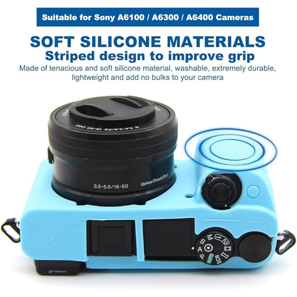 

Silicone Case Camera Bag，For Sony a6300 ILCE-6300 ILCE-6400 a6400 a6100 rubber silicone case soft cover + free tempered film