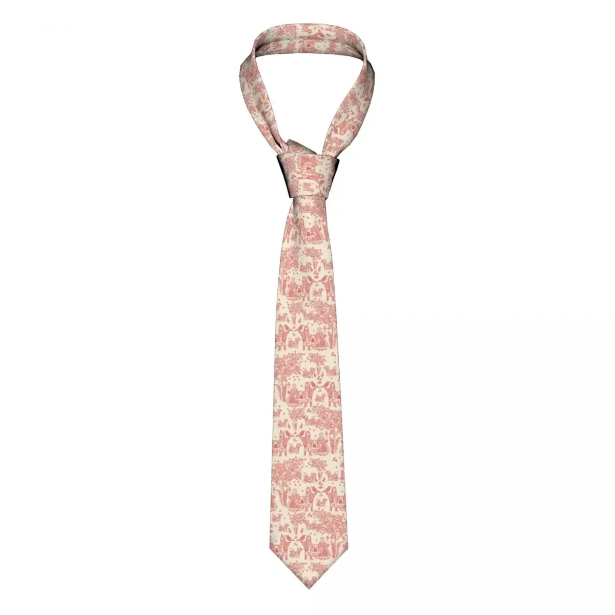 Fashion Toile De Jouy French Motif Neck Ties Mens Custom Silk Flora Necktie for Office Cravat