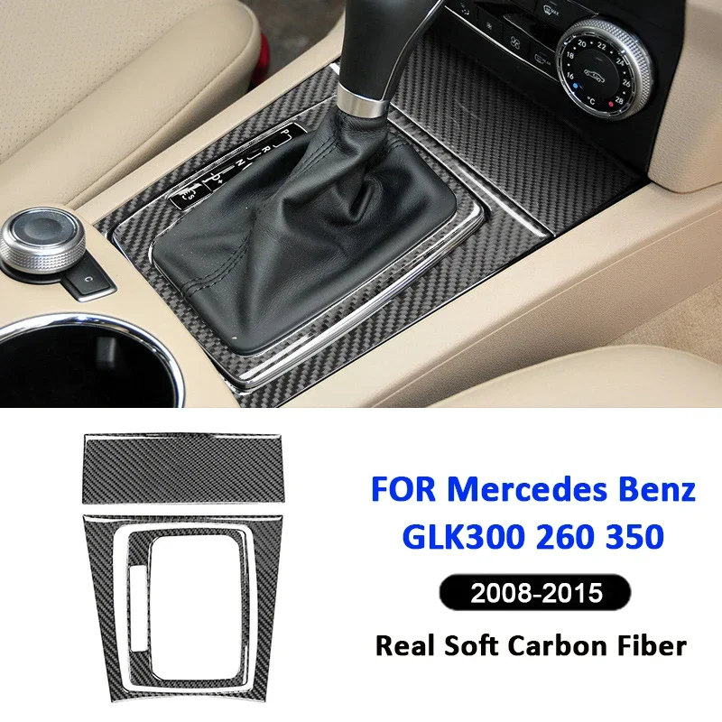 

Carbon Fiber Car Center Console Gear Shifter Panel Frame Interior Decoration Sticker For Mercedes Benz GLK 300 260 350 2008-2015