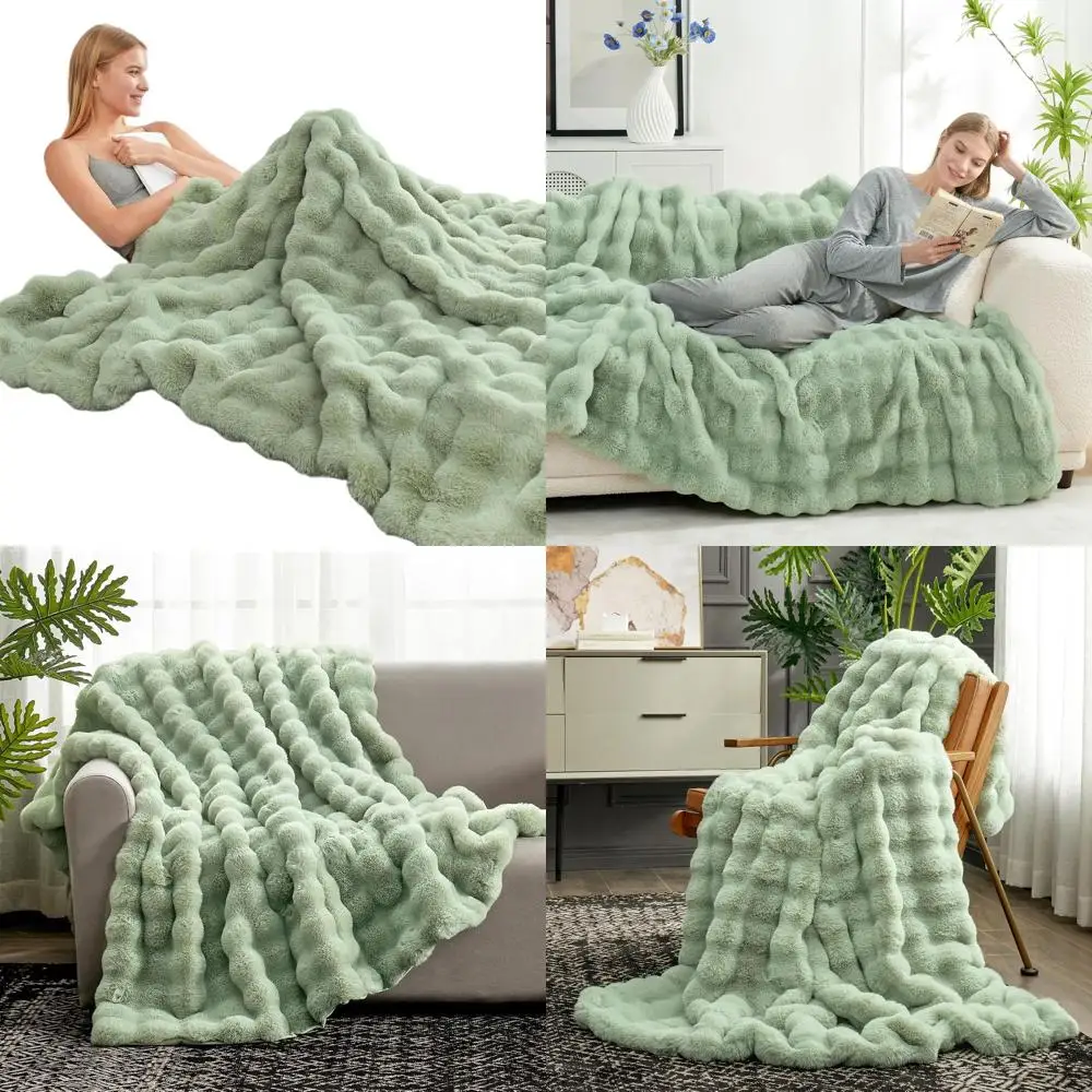 

Роскошное плюшевое одеяло из искусственного меха, мягкое и толстое, 60x80 дюймов, цвет шалфейно-зеленый, для дивана, кушетки, спальни, гостиной
