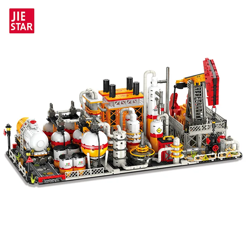 

Petroleum Engineering Machinery Building Block City Street View Petrochemical Plant Transport Station Assembly Model Brick Gift