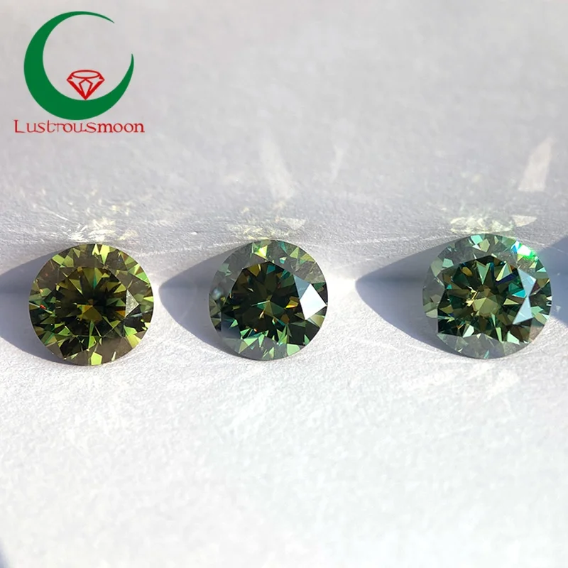Blue Green Moissanite with certificate5.0mm-11mm 1-5CT Round Loose Stones loose Moissanite Jewelry DIY Moissanite GRA