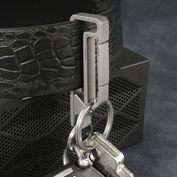 Unique TC4 Ti  Solid titanium quick release detachable belt loop clip shackle keychains Key ring Hook  EDC housewarming gift