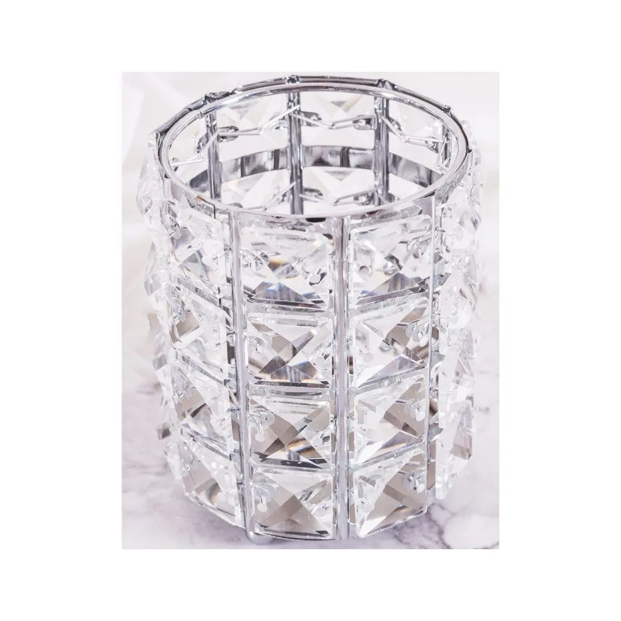 Élégant argent cristal pinceaux de maquillage support organisateur pour cosmétiques peigne brosses stylo à sourcils crayon mallette de rangement conteneur Com