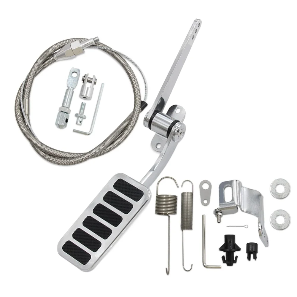 Complete Aluminum Throttle Pedal Kit 2 x 412 with 36 Inch Throttle Cable and 24 Inch Sleeve Cable Bracket for Cars