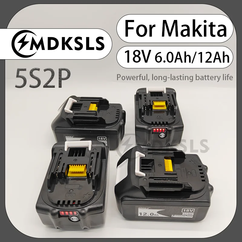 

2026 NEW for Makita 18V 6/12Ah Rechargeable Power Tools Battery with LED Li-ion Replacement LXT BL1860B BL1860 BL1850+3A Charger