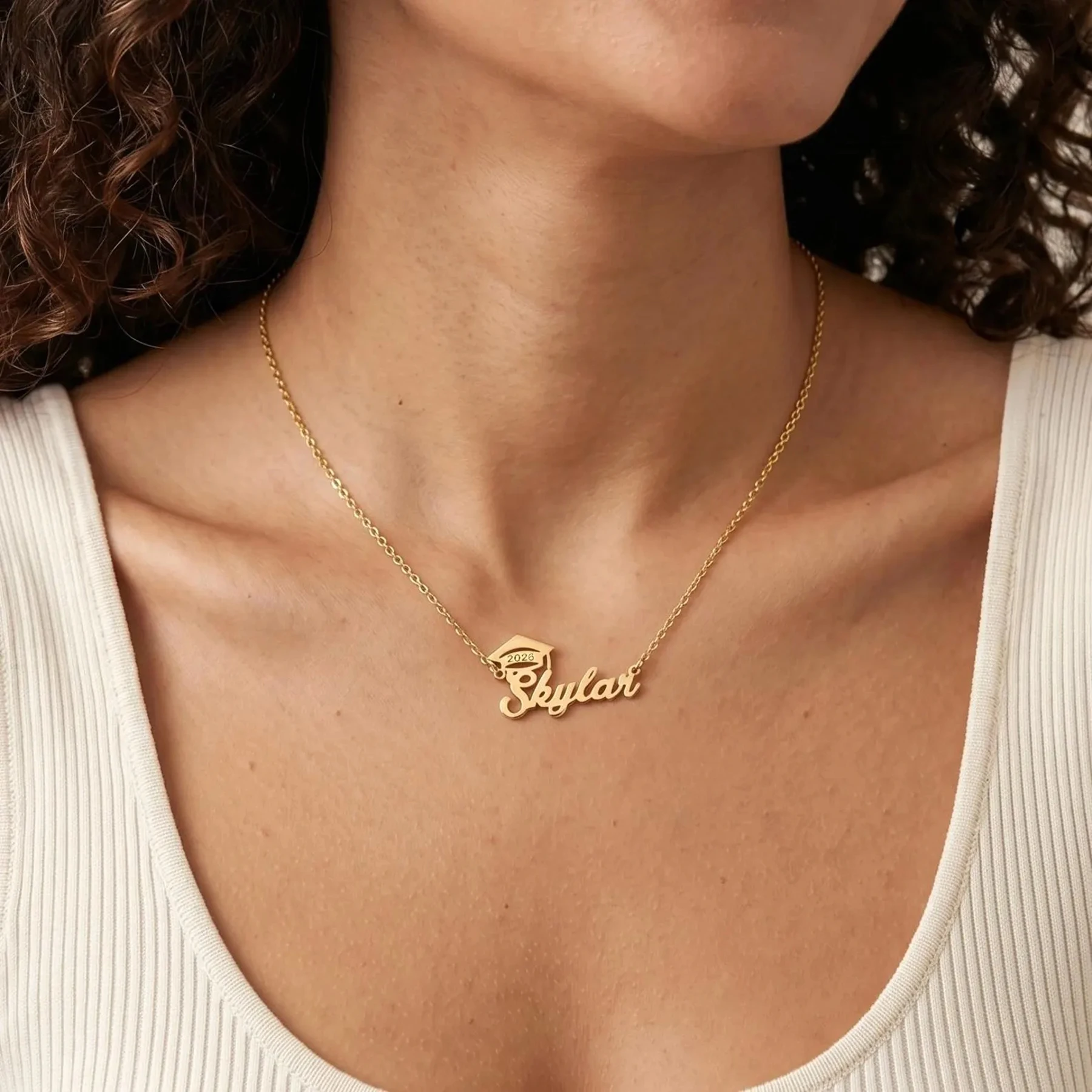 Custom Bachelor Hat Name Necklaces For Women Stainless Steel Customized Necklace Pendant Personalized Neck Chain Jewelry Gift