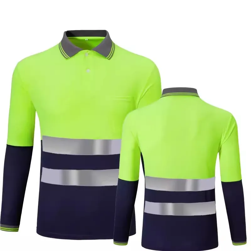 Hi Vis Long sleeve Shirt Spring Summer Safety Construction Clothes Quick Dry Reflective Shirt Men Mining Big Size 6XL