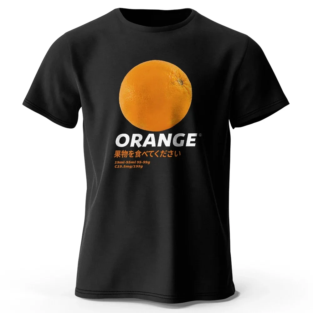 T-Shirt mit orangefarbenem Fruchtdruck – frisches und lebendiges Sommeroberteil für Männer und Frauen, weiches und bequemes T-Shirt aus reiner Baumwolle