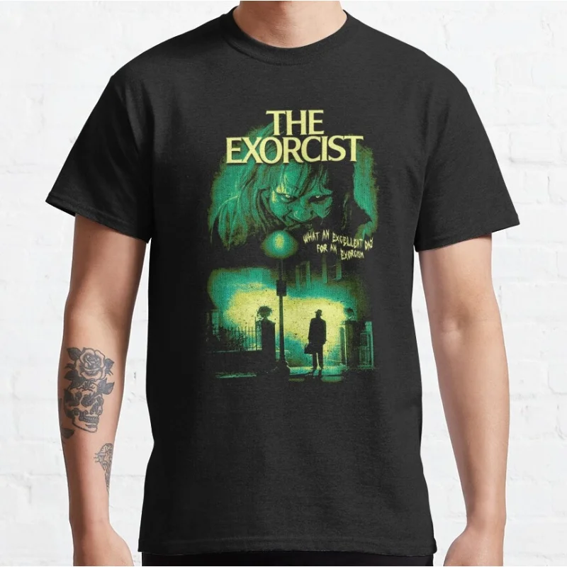 Retro Movie The Exorcist 0228 Scream film Graphic t shirt Scary Halloween Gift Tee Horror Nights tops All size Men's clothing