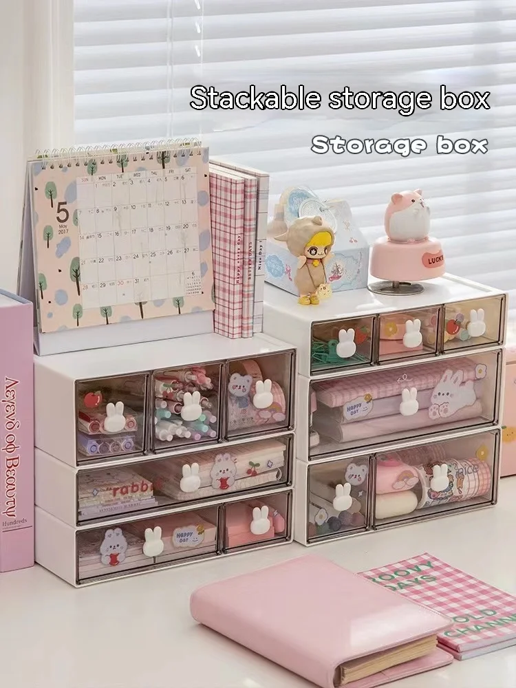 Stackable Desk Storage Box Office Ins Storage Box with Drawers Organizer Desk Accessories Stationery Desktop Storage Box