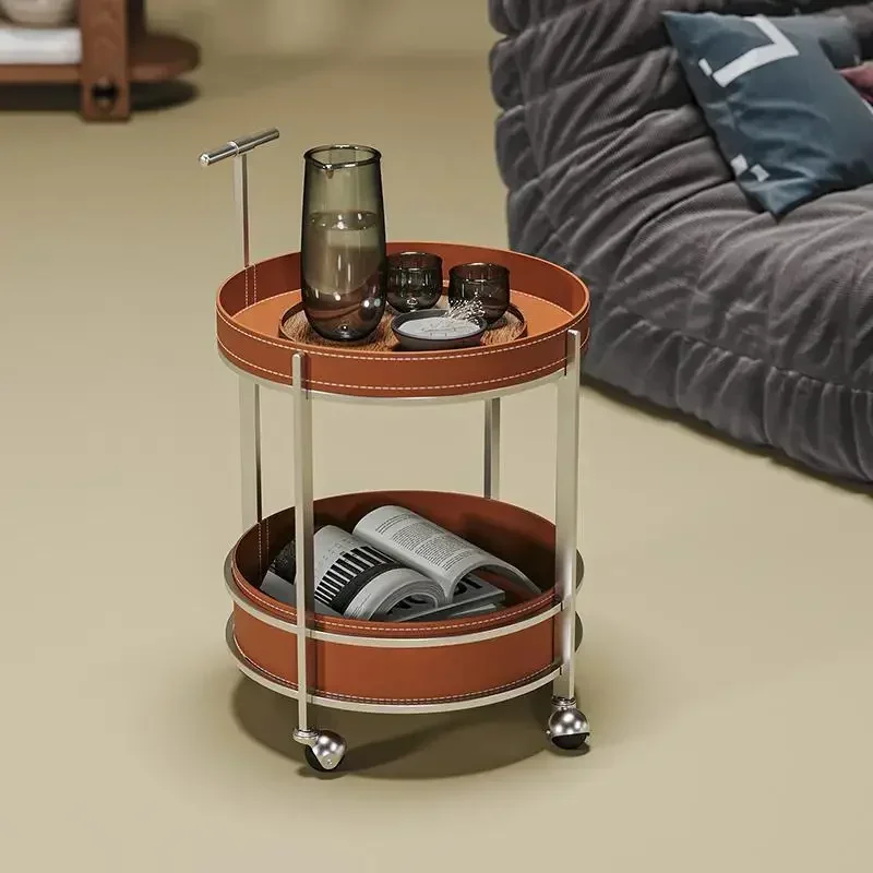 Modern Light Luxury Designer Side Few Movable Trolley High Sense Stainless Steel Sofa Side Several Internet Celebrity Ins