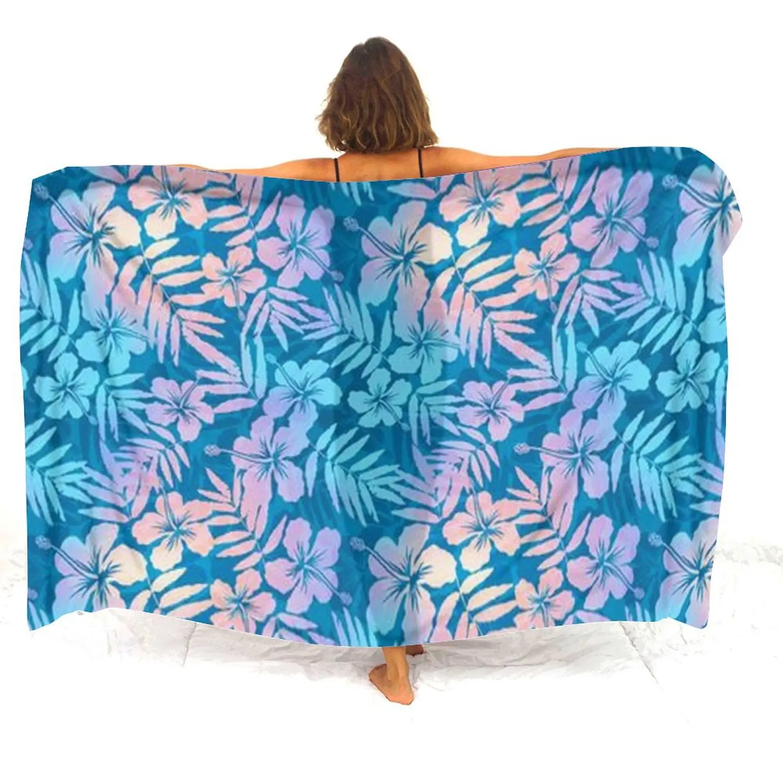 여름 소프트 사롱 맞춤형 해변 앞치마 패턴 파티 히비스커스 폴리네시아 숄 원피스 코트 고품질 사롱 2025